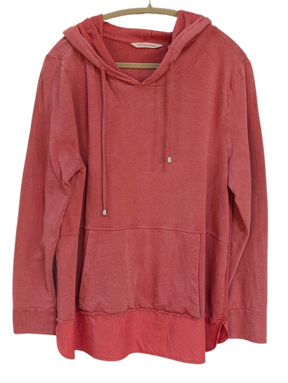 Soft Surroundings, Presto, Washed Orange / Coral Lightweight Hoodie. XL